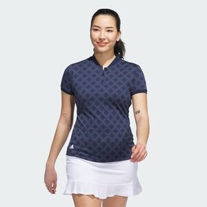 Adidas Ultimate365 Jacquard Navy Short Sleeve Polo Shirt Womens Size M NWT